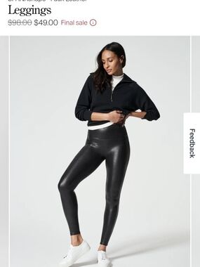 Spanx High-Waist Faux Leather Leggings - Black